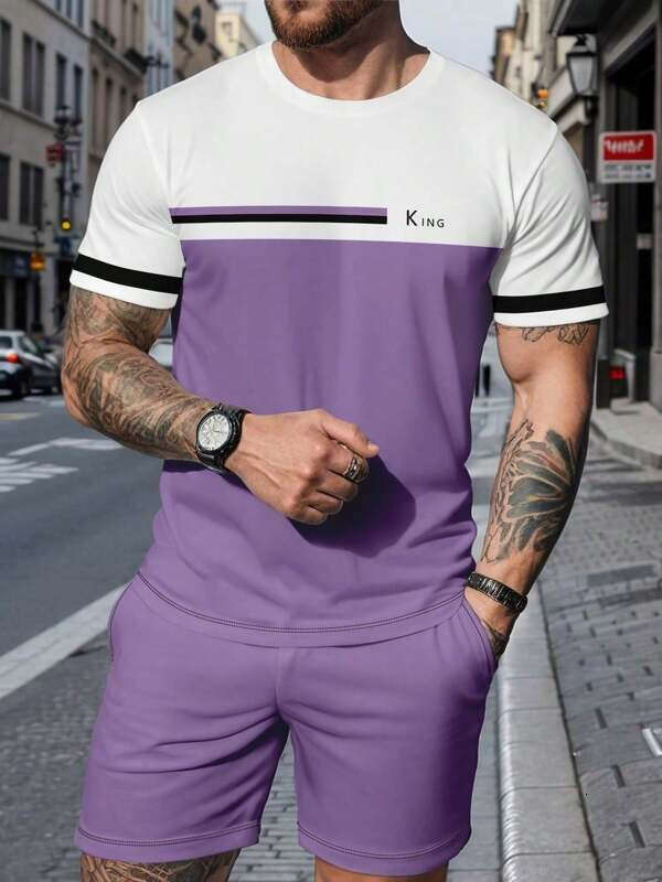 2025 Summer New Men's Casual Fashion Sports Trend Round Neck Lightweight Comfortable Short Sleeve Long Pants Set