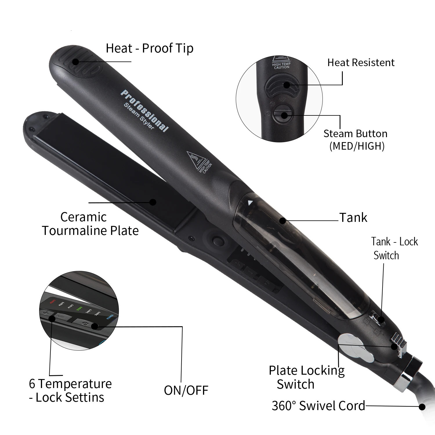 Steam Hair Straightener Professional Ceramic Vapor Flat Iron 450 Fast Heat Argan Oil Treatment Hair Care Tools 260305