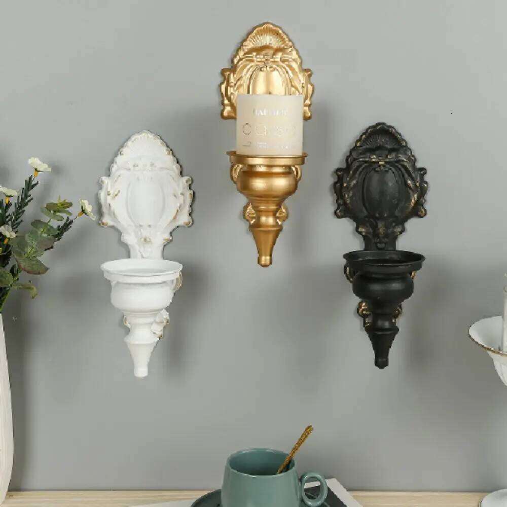 Decorative Wall Mounted Candle Holder Iron Art Carved Nordic Tealight Stand Vintage Metal Candlesticks Wedding Party XJ260305