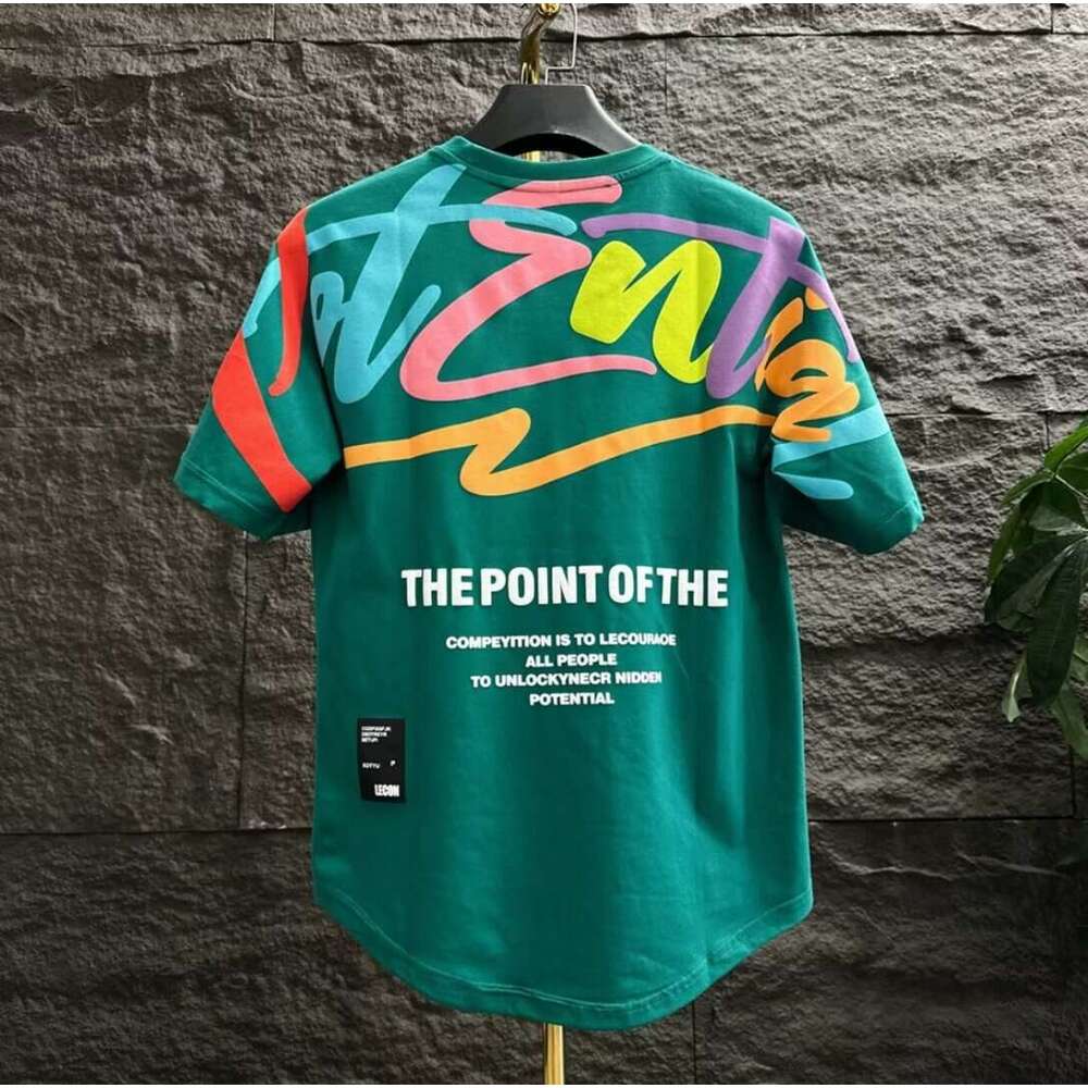 2024 New Men's Short Sleeve T-Shirt Ins Trend Brand European and American Hip-Hop Style Crew Neck Graffiti Print Base Shirt Summer