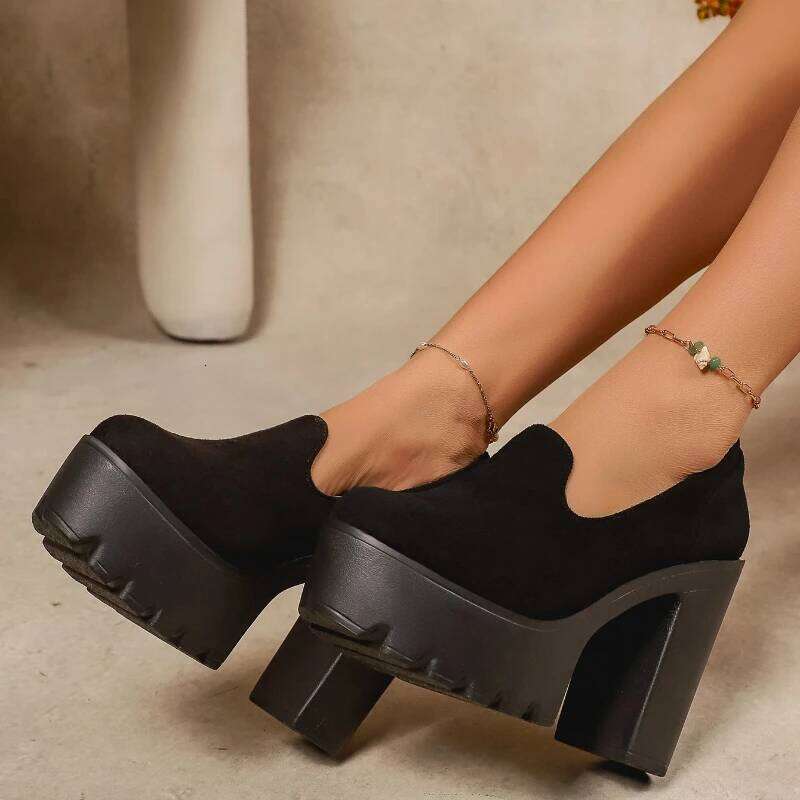 2025 New Comfortable and Fashionable Thick Heel Single Outdoor Non slip Casual Women's Shoes