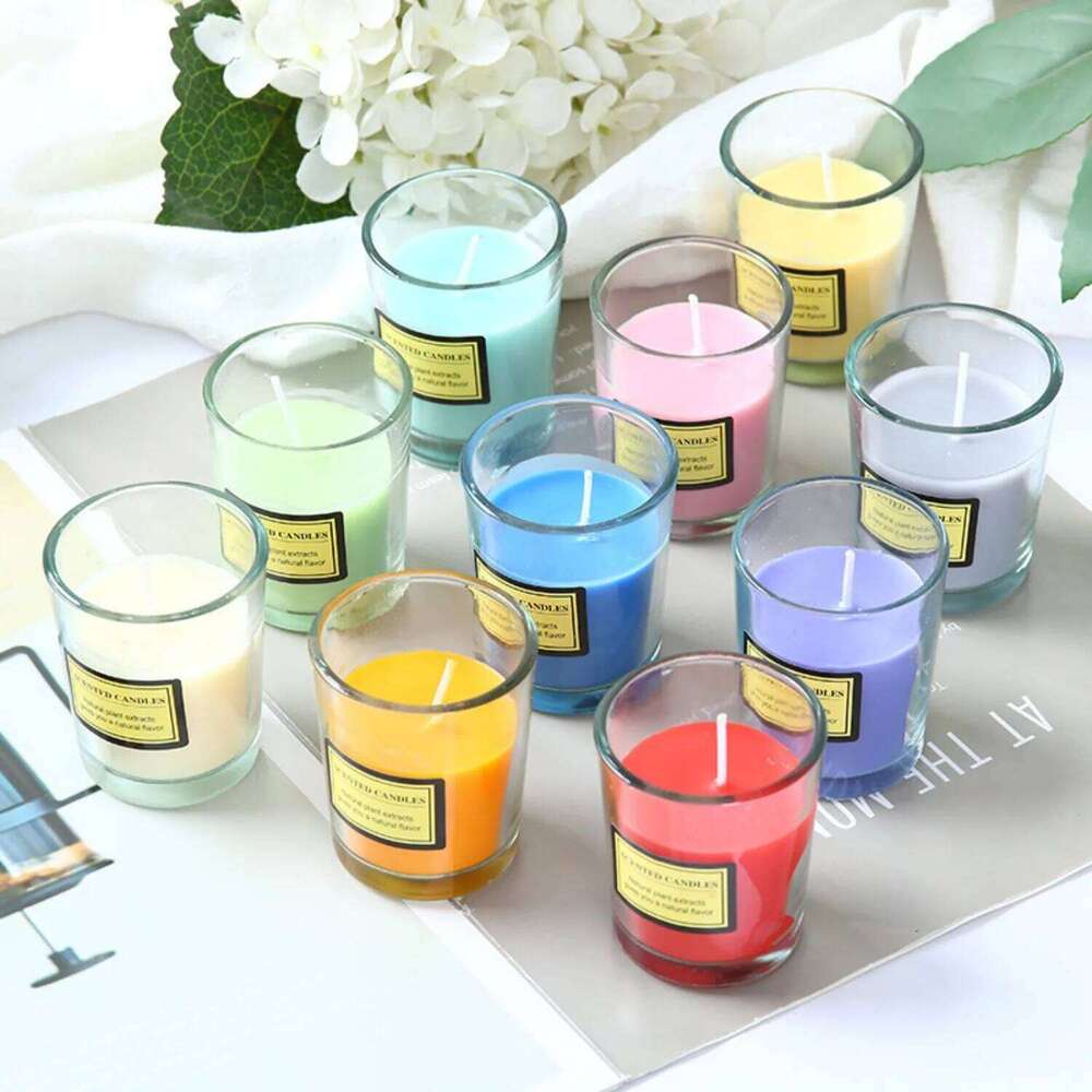 1pc Small Cup Frosted Glass Jar Candle Scented Minimalist Home Office Decor Multi-Purpose W260304 W260305