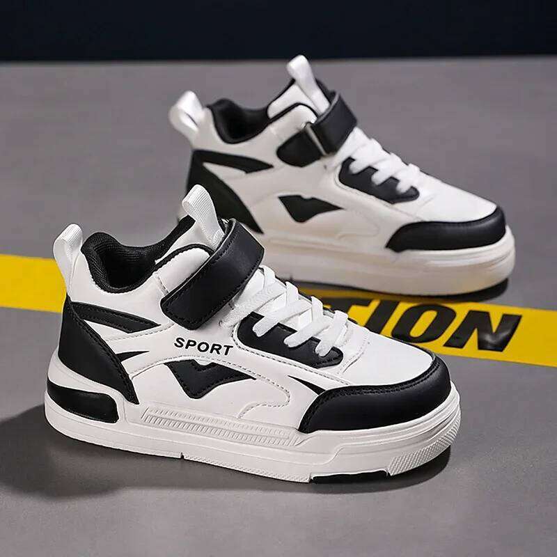 Black White Children Boys Casual Fashion New Autumn Kids School Sports Tennis Shoes Sneaker for Boy Girls 26Y0304