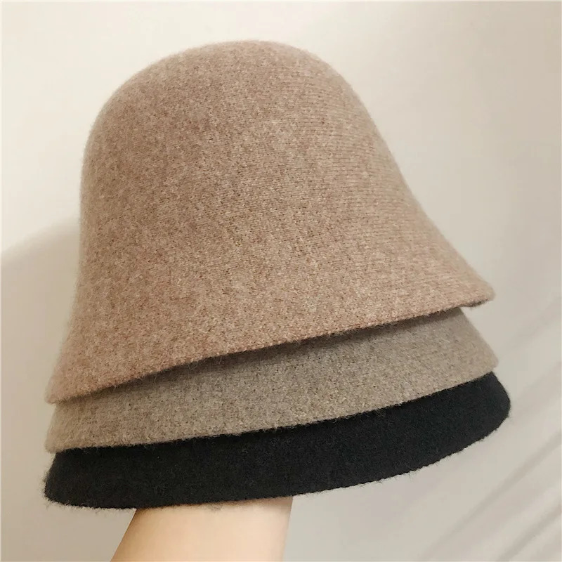 Japanese Real Woolen Vintage Warm Bucket Hats for Women Felt Retro Dome Top Hats Female Fashion British Style Panama Caps Bonnet 260228