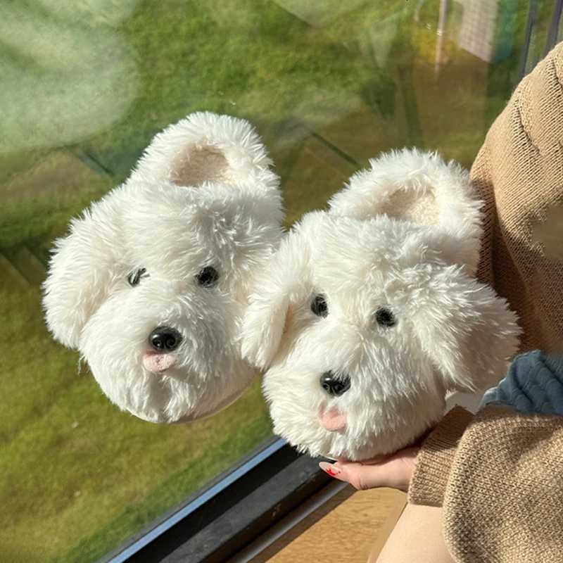 Fluffy Cartoon Womens Home Slippers Winter Cute Plush Luxury Designer Woman Shoes Flats Indoor Casual Fuzzy Fur Slides Elegant S260305