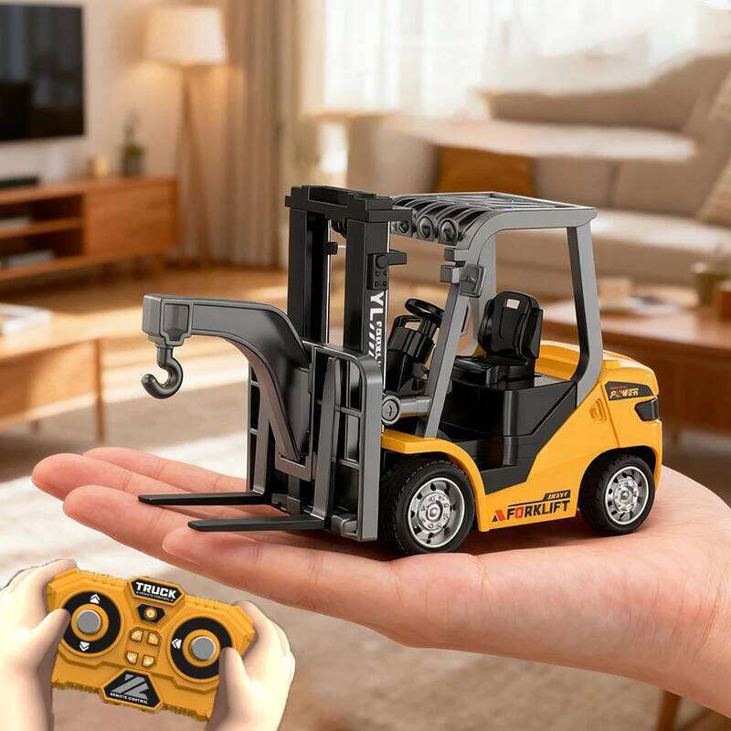 1/64 RC Alloy Forklift Engineering Vehicles Model Collection Mini Remote Control Simulational Trucks Car Toy For Boy Adults Gift C260305
