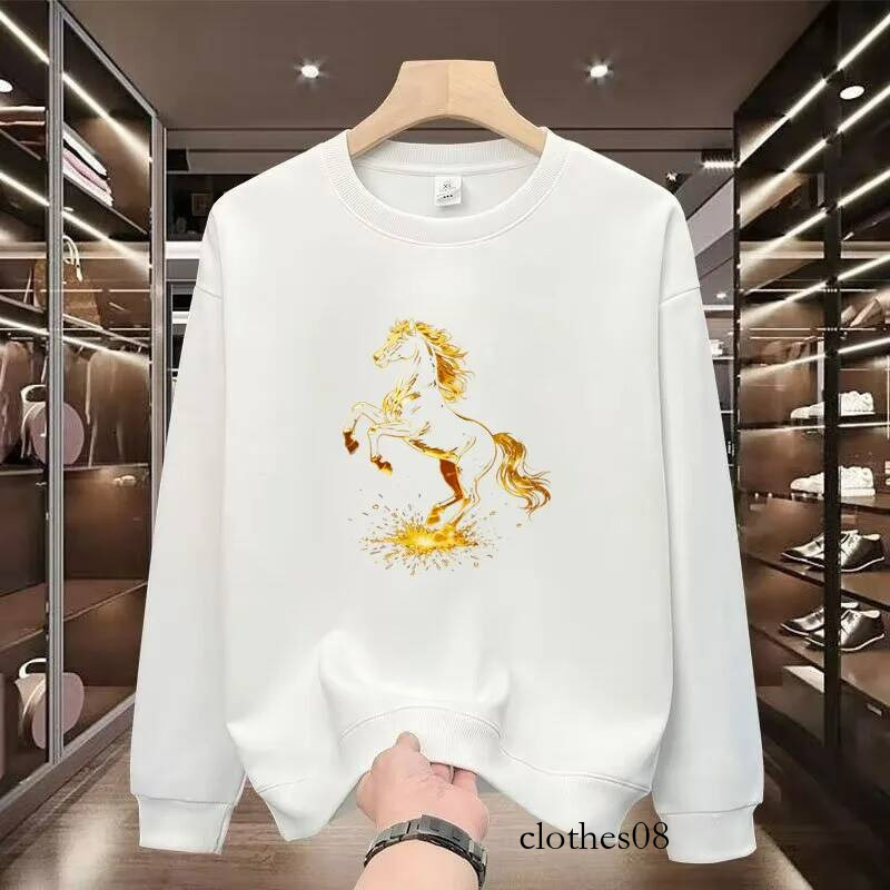 Long Sleeve Fleece Lined Printed T-shirt Men's Base Layer Shirt Trendy Bottom Polyester Cotton Blend Winter Wear