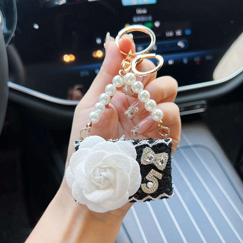 Unique Camellia Flower Model Korean Style Women's Car Keychain Creative Bag Decoration Small Pendant