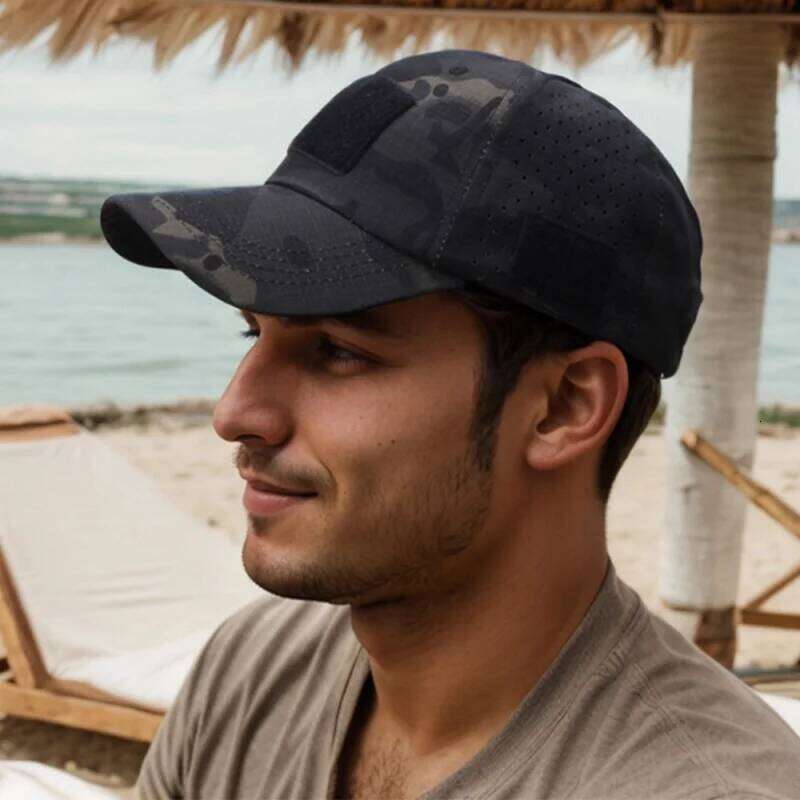 Athletic casual breathable camouflage baseball cap for men, fan sun tactical military training bucket hat Y260304