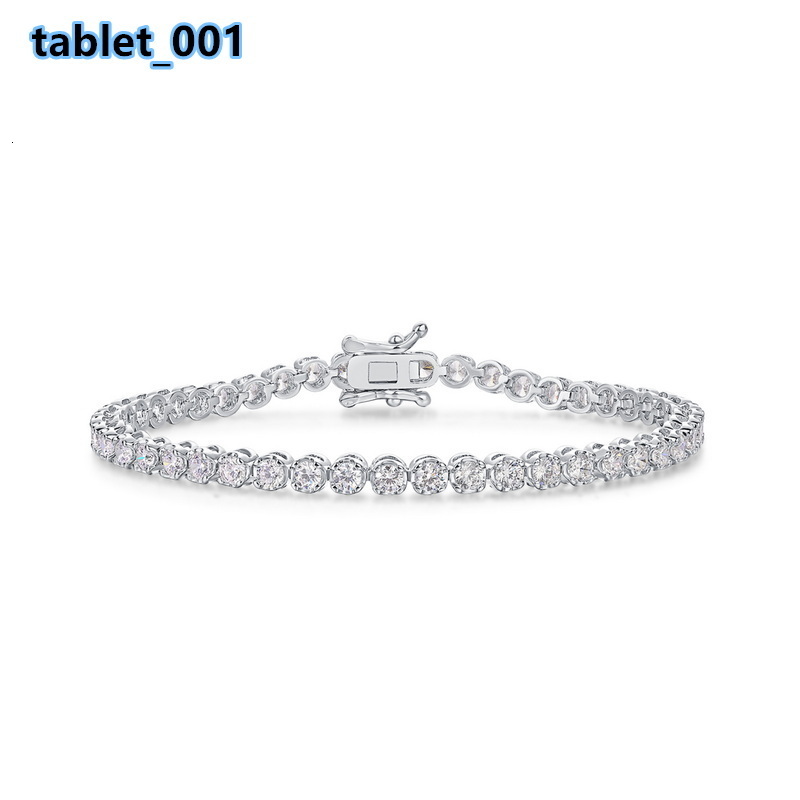 Fashion Unisex Jewelry 925 Sterling Silver White Gold Plated Chain Bracelet Charm Moissanite Tennis Bracelet for Women