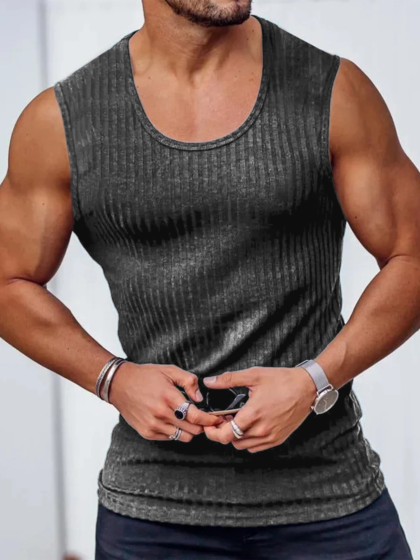 Summer Mens Vest Stripe Gym Tank Top Men Fitness Sleeveless Shirt Male Exercise Sports Vest Undershirt Bodybuilding Clothing 260306