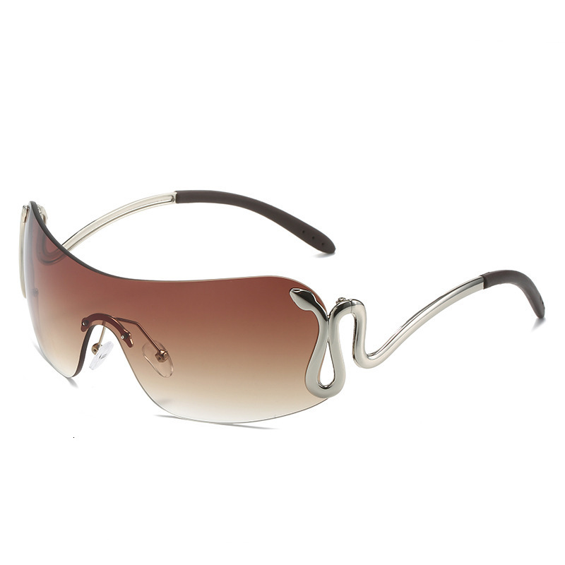 2026 New Designer European And American Integrated Sunglasses Unique Animal Snake Shaped Male And Female Sunglasses Y2K Convex Design Metal Sunglasses
