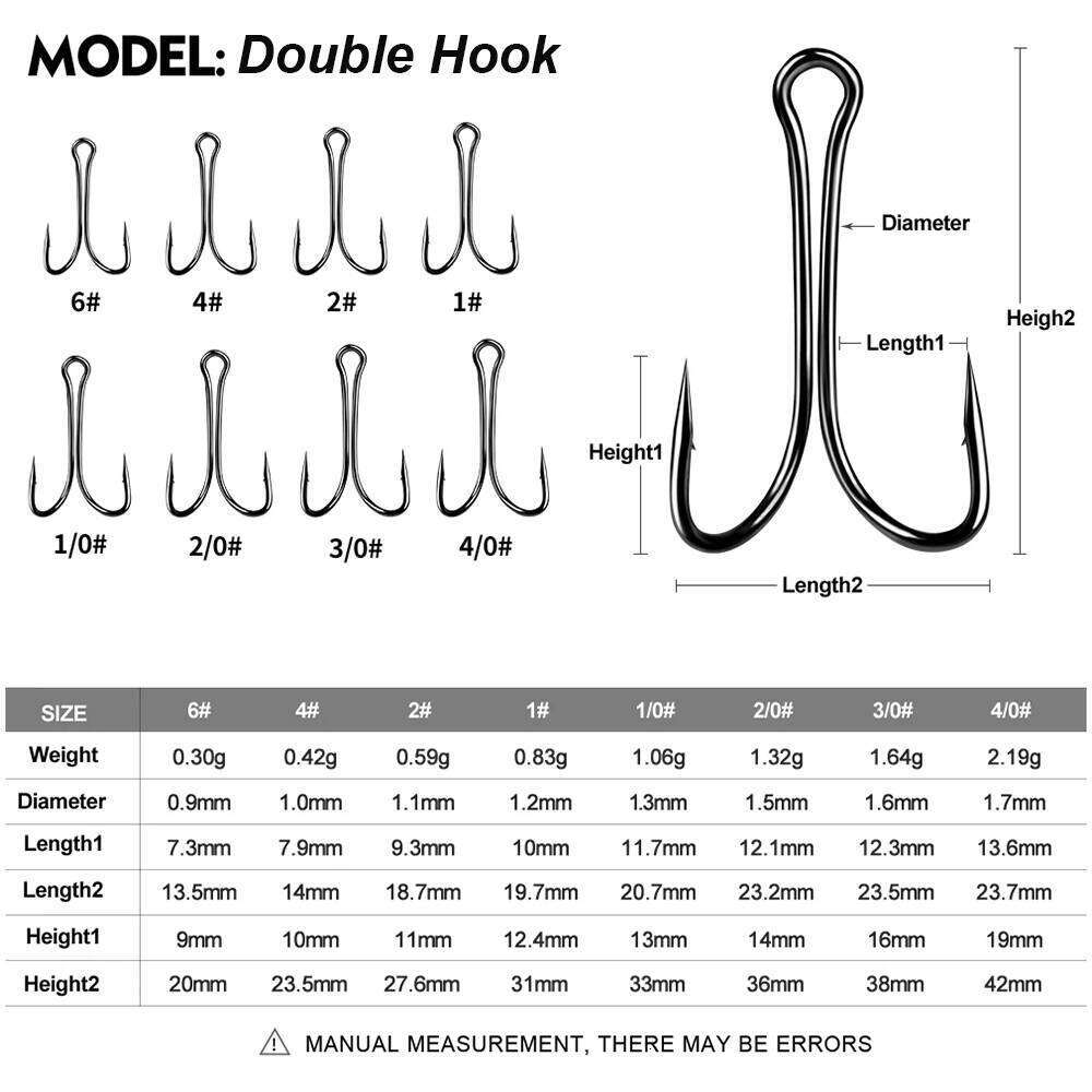 YUCONG 50PCS Weedless Fishing Hooks 6#-4/0# High Carbon Steel Duple Hook Barbed Double Fishhooks for Soft Swimbait Pesca Crochet Y260305