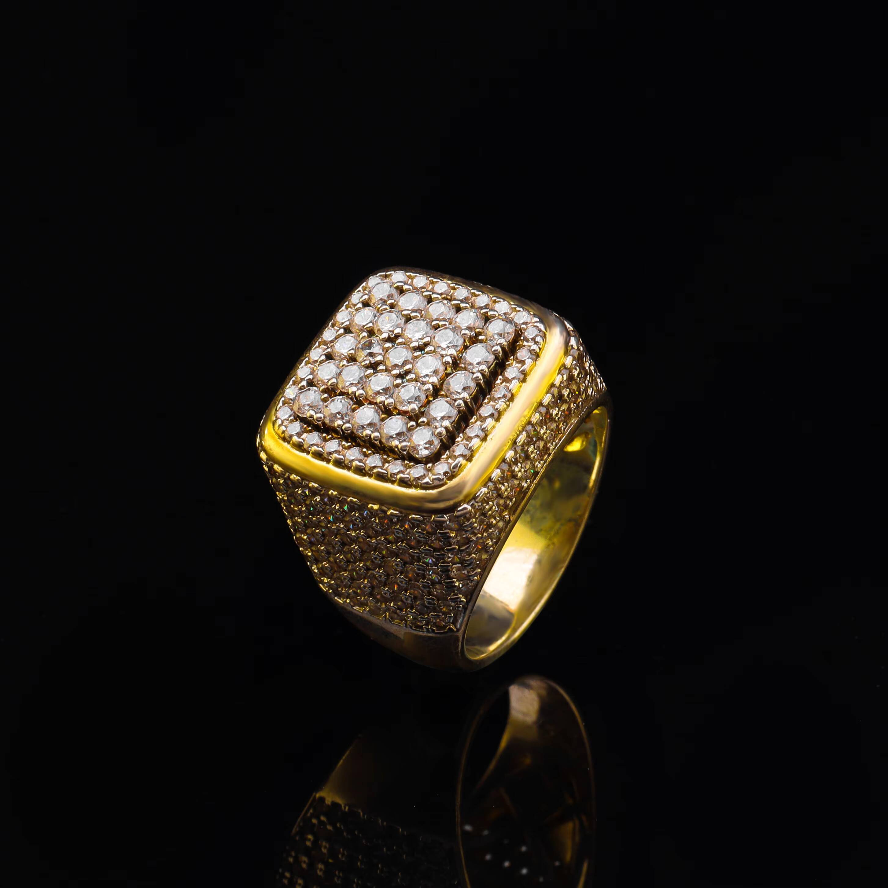 Popular Hip-hop square Ring Set with 5A Grade Moissanite Plated Ring Jewelry Prom Ring