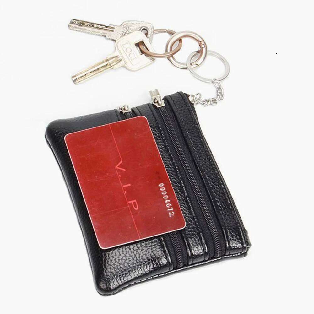 Portable PU Leather Coin Waterproof with Key Ring Wallet Money Bag Wear-resistant Zipper Pocket Purse Women C260304