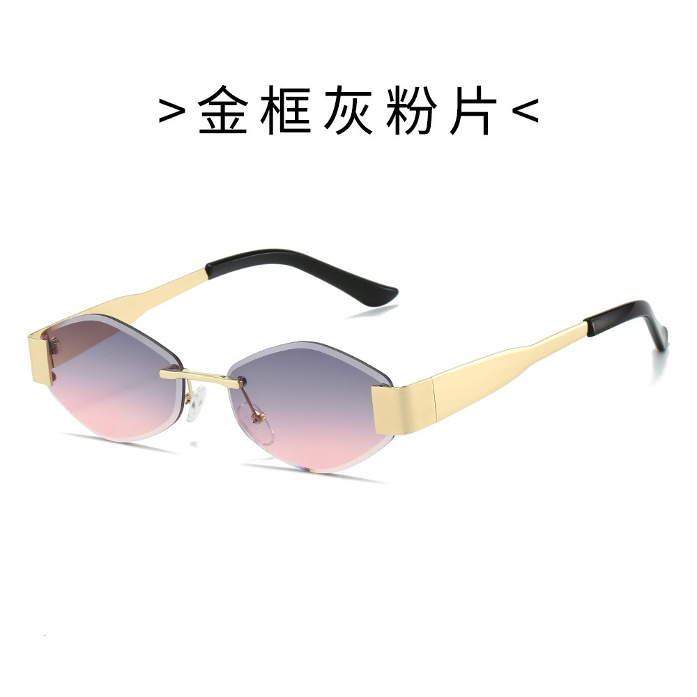 Free Shipping New Style Glasses European and American Frameless Beveled Metal Retro UV400 Trendy Sunglasses Wholesale