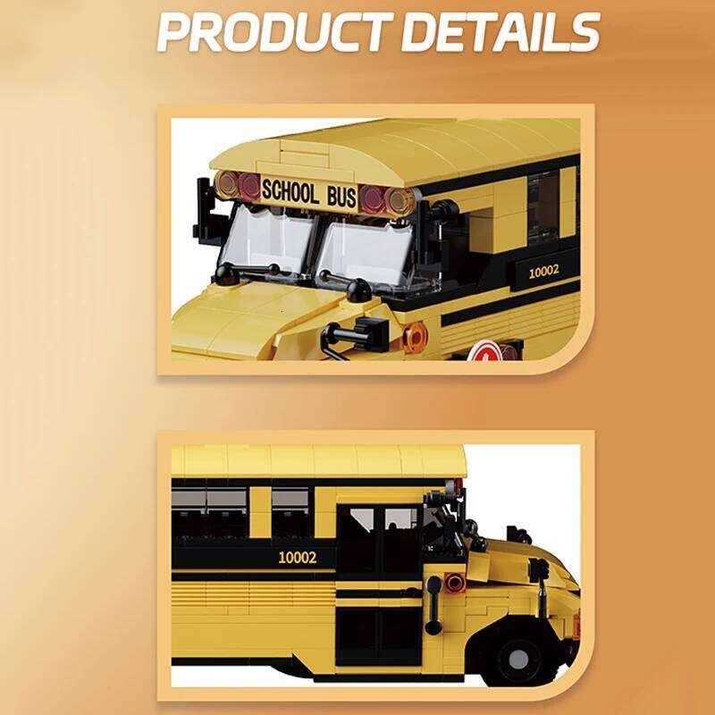 788PCS Building Blocks Classic Yellow American School Bus Model Bricks Desktop Ornament Kids Educational DIY Toy Gift Z260305