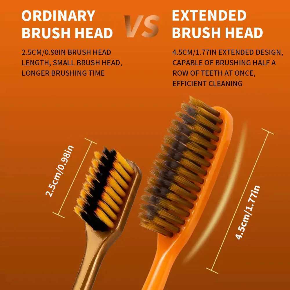 Premium 6-Piece Orange Luxury Toothbrush Set | Extended Head for Deep Clean | Soft Bristle Oral Care for AdultsT260306