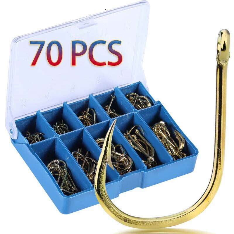 Sougayilang 70pcs/Box 3# -12# High Carbon Steel Single Circle Hook Sea Fishing Barbed Carp Hooks Tackle S260305