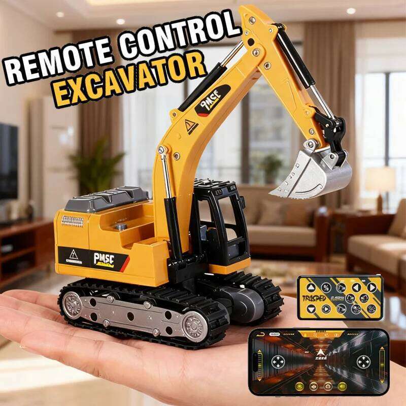 Desktop Mini RC Excavator 1/64 Rc Car Remote Control Truck Engineering Vehicle Toy Trucks Children Toys Boys Kid Christmas Gifts C260305