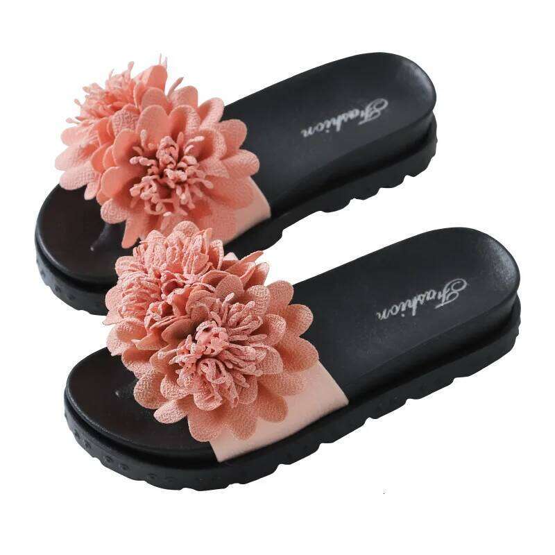 Women's Flower Decor Wedge Slippers 2025 Summer Chunky Platform Sandals Woman Plus Size 43 Non Slip Thick Bottom Beach Slides