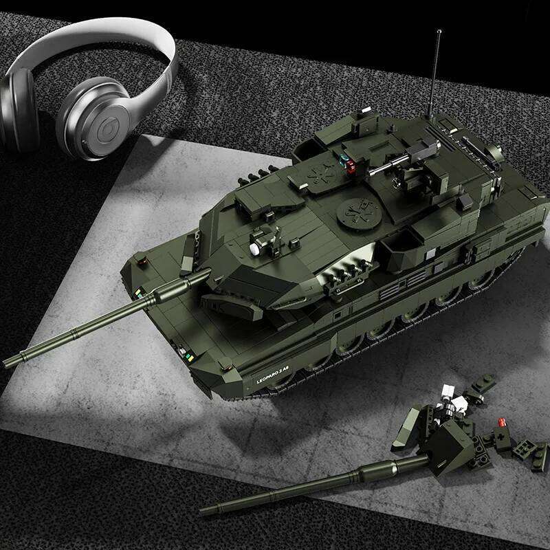 Military MOC 1/28 2306pcs Leopard 2A8 Army Main Battle Building Blocks Bricks Modern Tank Set Toys For Children Boys Gifts Z260306
