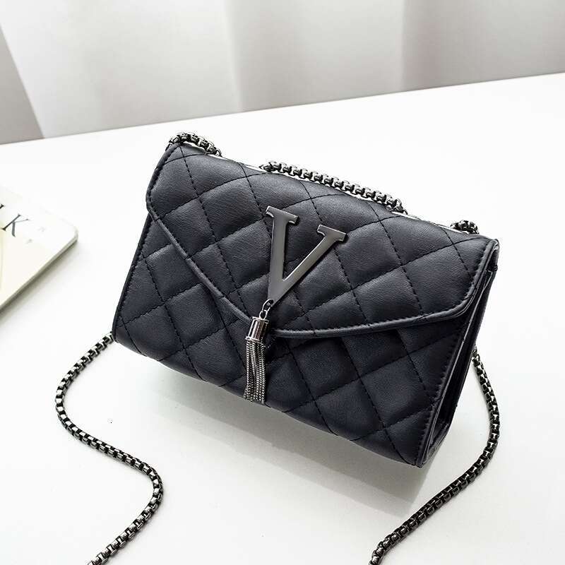 Kingsons Black Luxury Handbags And Purse Women PU Leather Messenger Shoulder Plaid Female Crossbody Bag Tassel Quilted Brand XIU LAI SI
