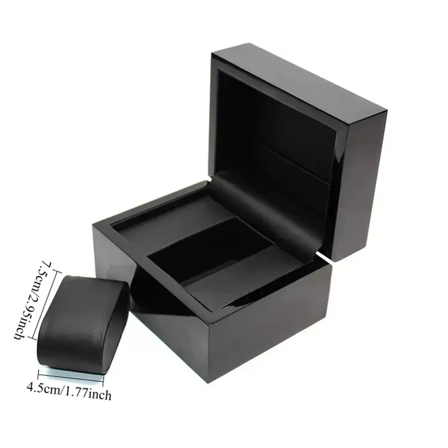 High-quality Black Watch Storage Box Wooden Leather Lining Jewelry Organizer Watch Case Box Personal Choice 260304