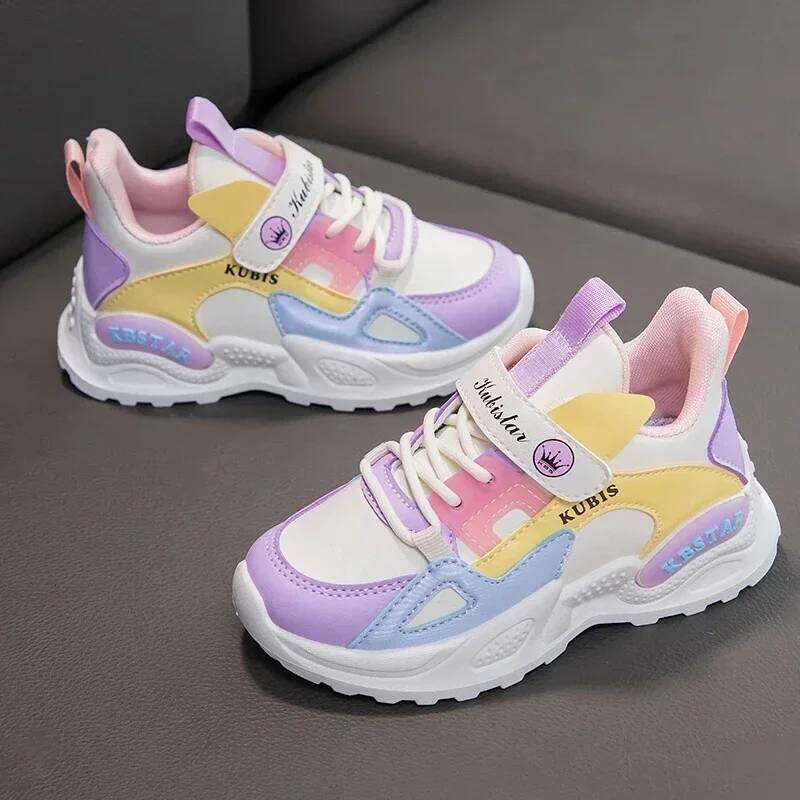 Kids Sneakers Girls School Casual Outdoor Breathable Running Light Soft Tenis Pink Non-slip Children Shoes 26Y0304