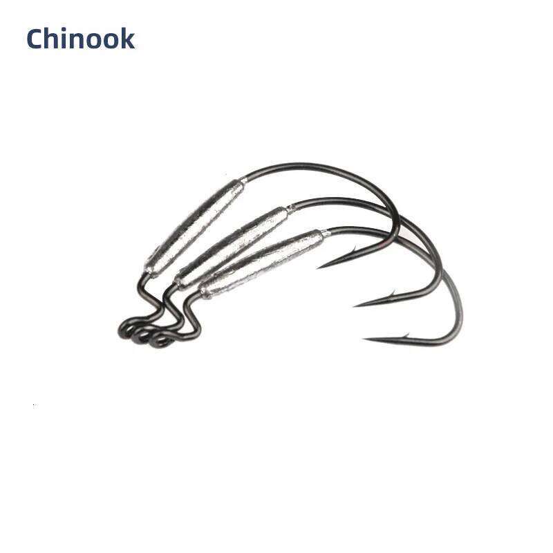 Chinook Fishing Soft Lure Weighted Swimbait Worm Hooks High Carbon Steel Wide Fishhooks Bait Tackle for Angling S260305