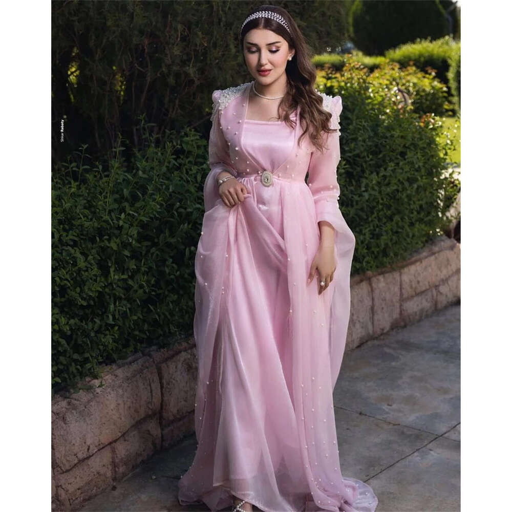 Customized Evening Organza Pearl Beading Prom A-Line Square Neck Bespoke Occasion Gown Long Dresses Sexy Casual