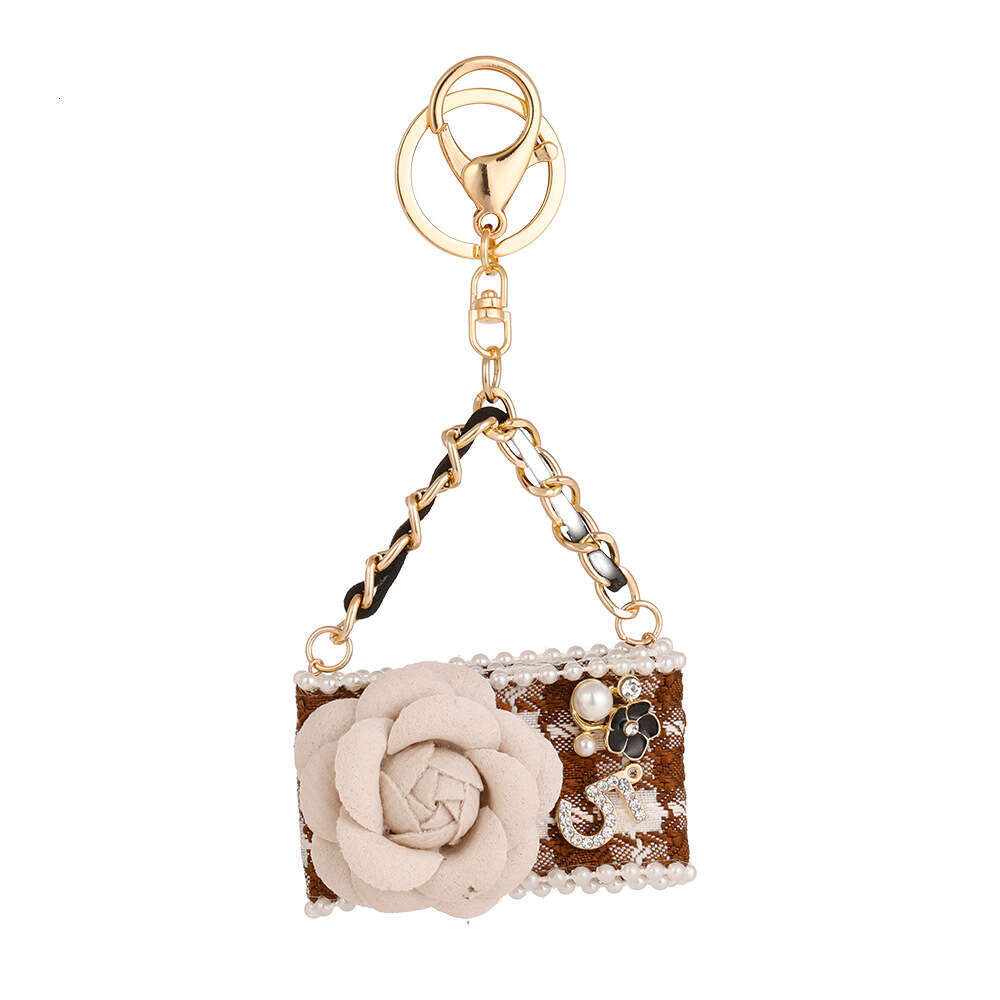 Luxury Version Fashionable Camellia Model Keychain Creative Handmade Car Women's Bag Pendant Accessory Gift