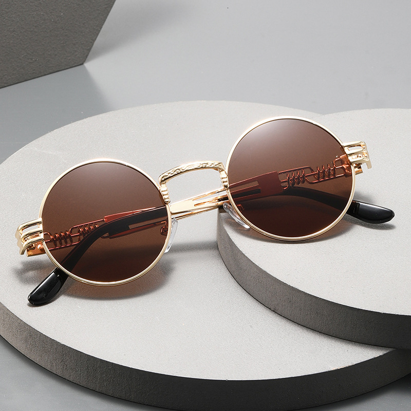 2026 New Designer Luxury Brand Classic European And American Metal Punk Women's Sunglasses Retro Men's Hollow Glasses Round Fashion Brand Su