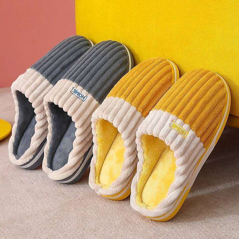 Litfun Fur Fluffy Winter Warm Plush Indoor House Outdoor Non-slip Fashion Men Cotton Shoes Fuzzy Slippers