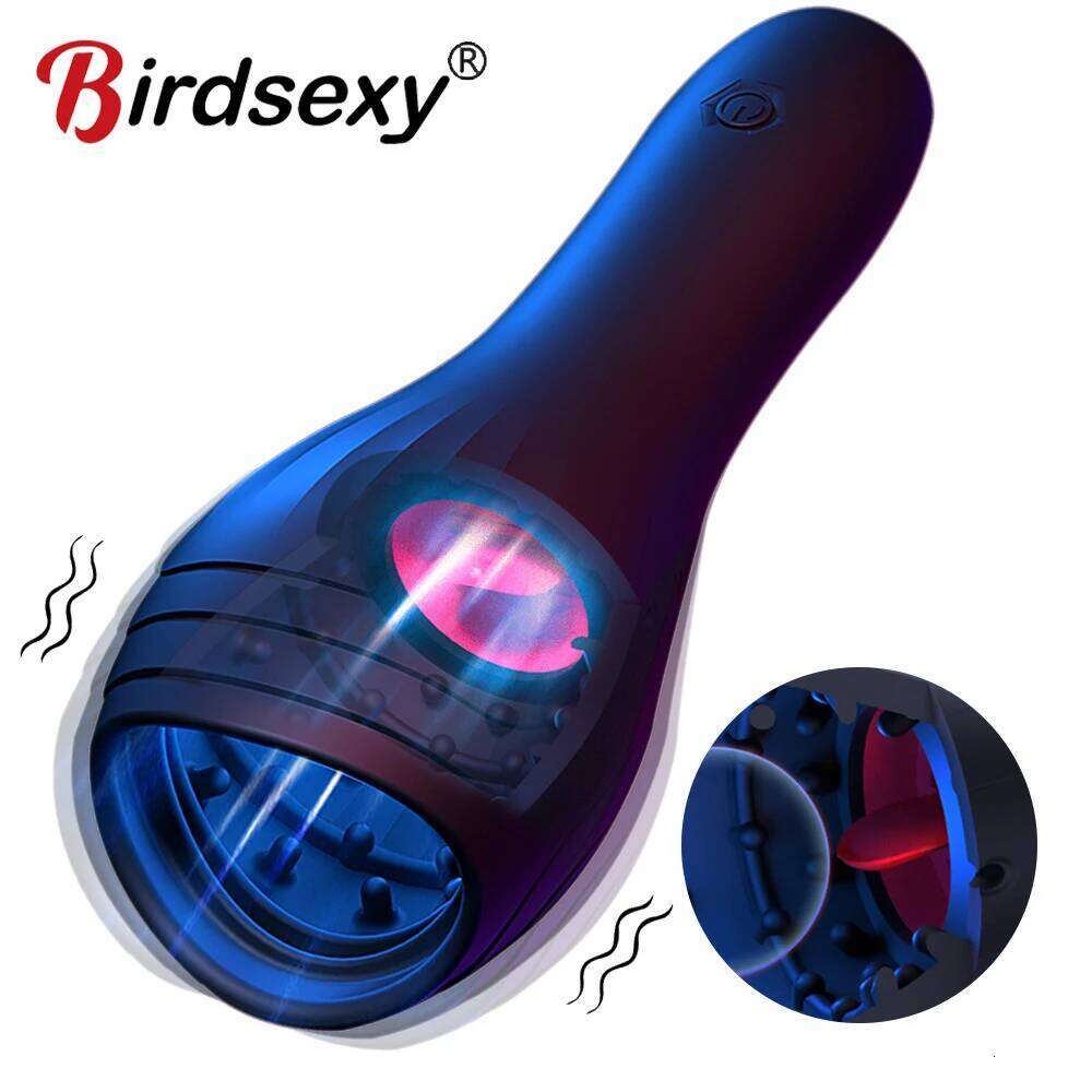 Masturbator Blowjob Glans Trainer Vibrating Penis Massage Tongue Oral Masturbators Endurance Exer Sex Toys For Man W260305