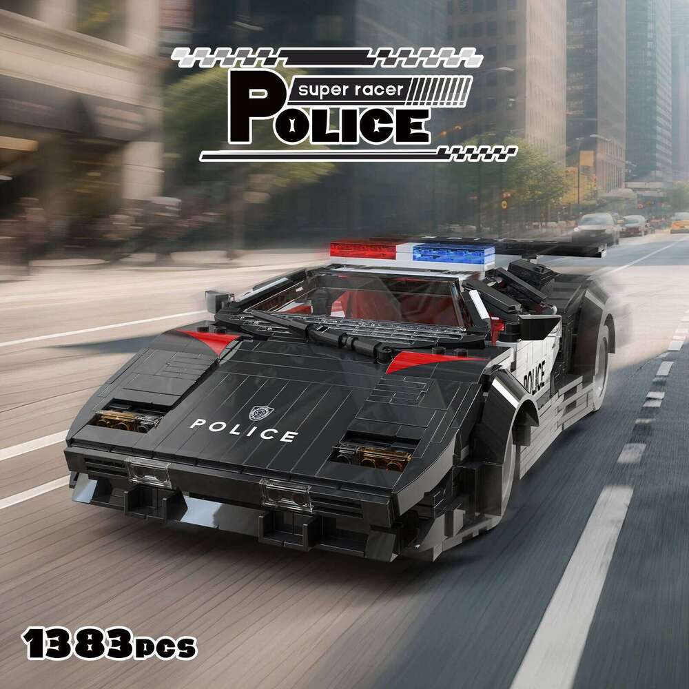1383PCS Police Racing Building Blocks City Sports Car Model Bricks Desktop Ornaments Kids Educational Assembly Toys Gifts Z260305