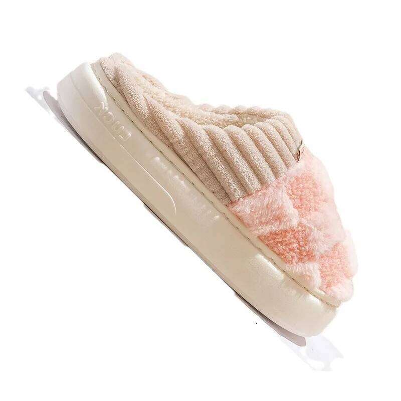 Litfun Winter Fur Fuzzy For Women New Pineapple Lattice Soft Sole Plush Shoes Non-slip Warm Home Fluffy Cotton Slippers