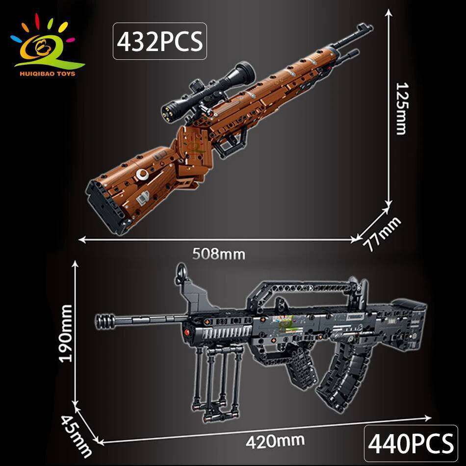 HUIQIBAO 98K AK47 Assault Rifle Model Blocks Military Army Weapon Pistol Building Block Imitation Gun Brick Toy for kid Z260306