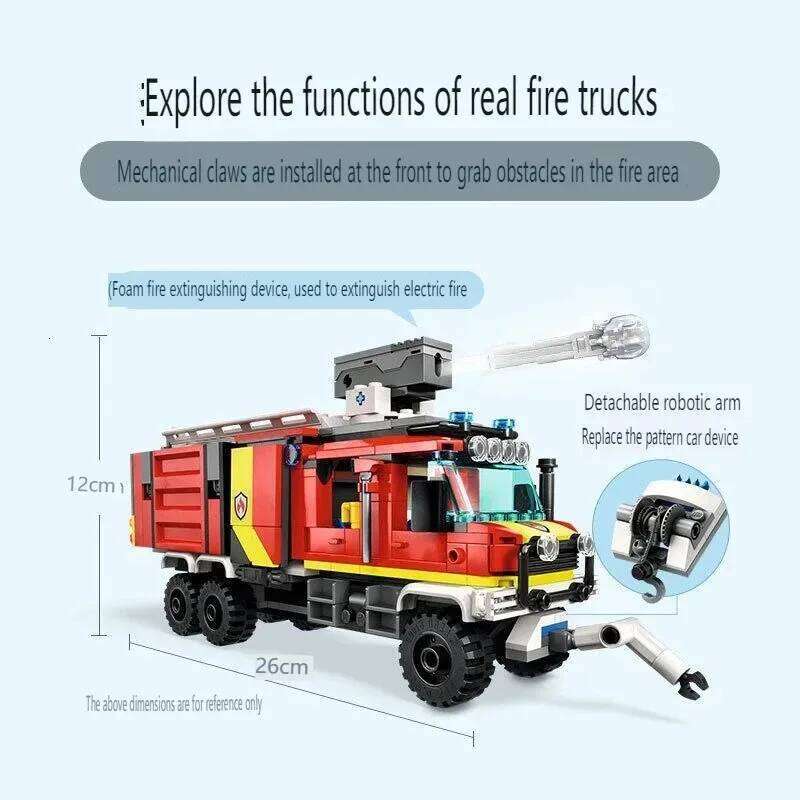 Suitable for city series fire command car boys and girls educational assembling building block toys children's Christmas gifts Z260306