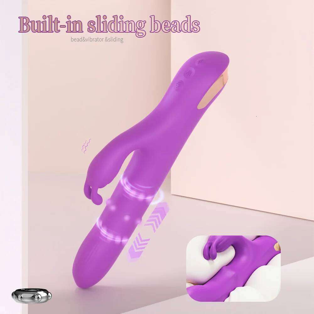 4-in-1 Powerful Thrusting Rabbit Vibrator with Rotating Ball G Spot Clitoral & Vaginal Stimulator Rechargeable Sex Toy for Women W260305