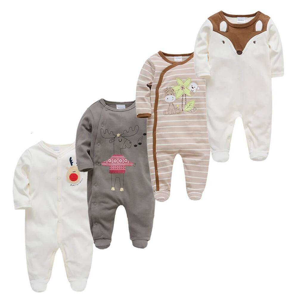 Kavkas Baby Boy Rompers 3 4 Pcs/lot Newborn Cotton Girls Clothes Long Sleeve Summer Soft Jumpsuit O-neck 0-12m Onesie Clothing Z260306