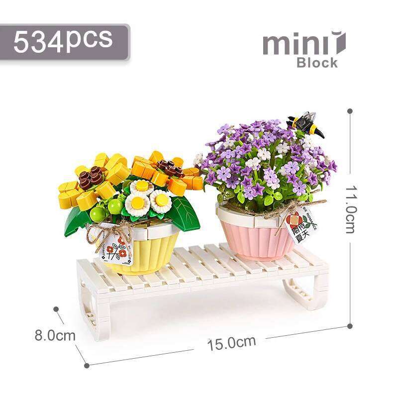 Creative Mini Flower Pot Building Blocks Green Plant Bouquet Small Bonsai Home Decoration Children's Educational Toys Girl Gift Z260306