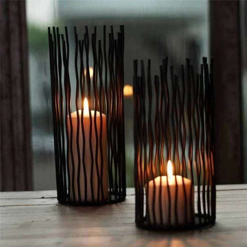 decoration Iron Stand Black Candle Holder Romantic Wedding Decoration Candlestick Dinner Candelabrum Candelabra XJ260305
