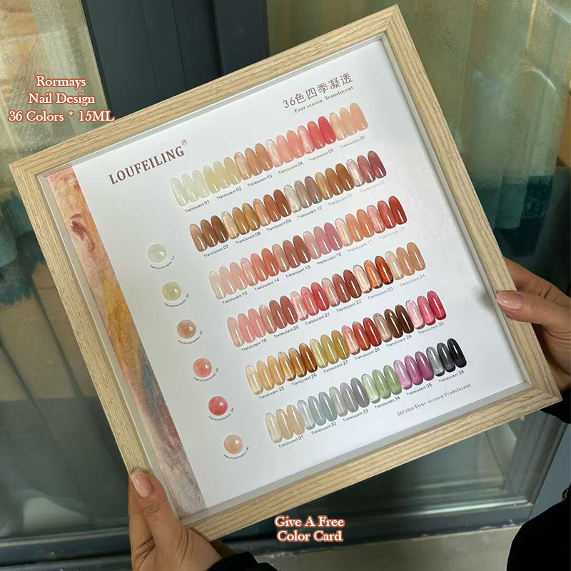 36 Colors Four Season Translucent Gel Nail Polish Set, Jelly Sheer Nude Colorful UV LED Soak Off Gel for Manicure Salon DIY