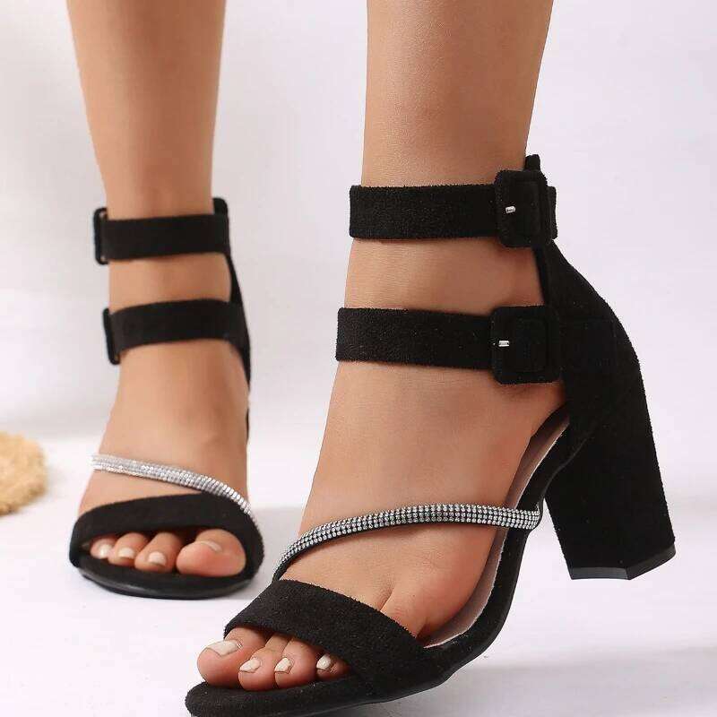 2025 Summer New Women's Fashionable and Comfortable Sandals Outdoor Anti slip Dew toed Simple High Heel Shoes