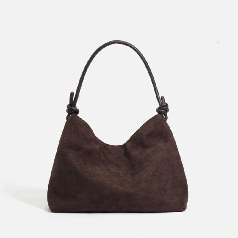 Womens Winter Large Capacity Suede Leather Shoulder Bag Solid Color Simple Leisure Commuter Soft Matte Versatile Handbag H260306