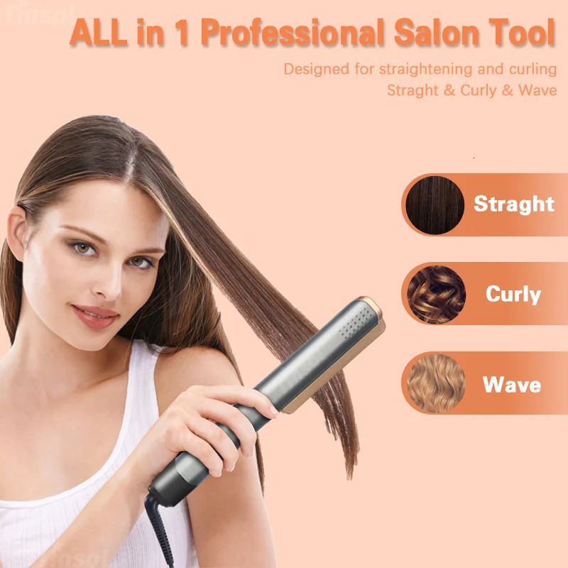 TINSOL 2-in-1 Professional Ceramic Hair Straightener Curl Ionizer with LCD Wide Panel Straightener Temperature Adjustable 260305