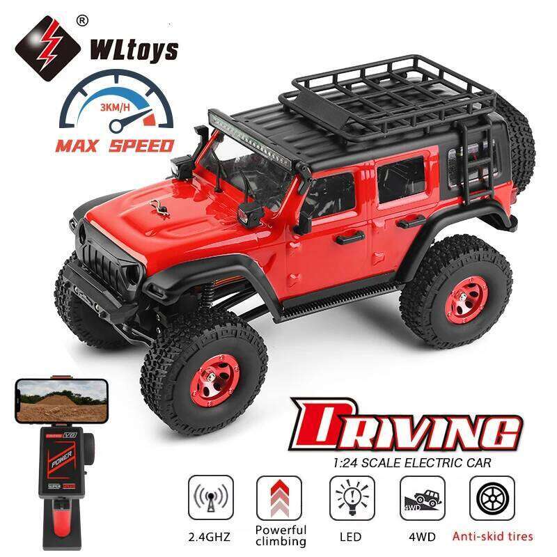 Wltoys 2428 1:24 Mini RC Car 2.4G With LED Lights 4WD Off-Road Electric Crawler Vehicle Remote Control Truck Toy for Children C260305