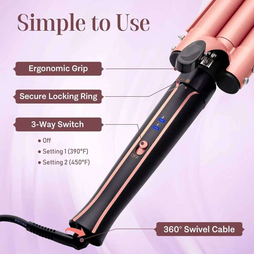 Curling Iron Set 6-in-1 Curler with 3 Barrel Crimper, Hair Straightener - Waver Heating Styling Tools for Women 26Y0306