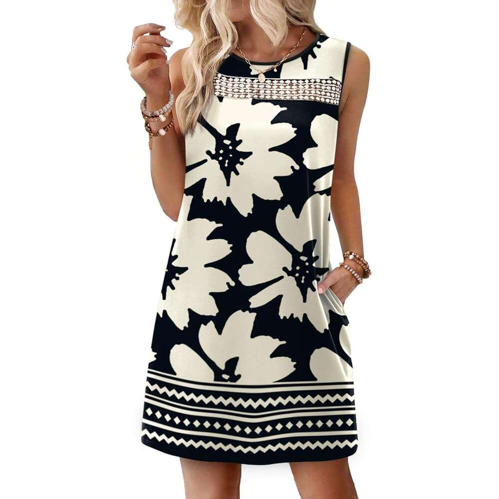 Summer Dresses for Designer Women 2026 Beach Vacation Spring Fashion Lace Mini Tank Dress with Pockets